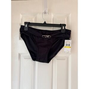 Michael Kors Black Ruched Waist Bikini Bottoms Size Medium MM7M163